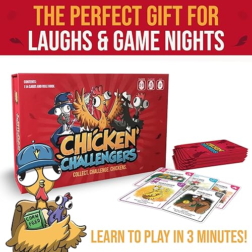 Miniatura 6 de Chicken Challengers Juego de cartas estrategia hilarante para adultos y adolescentes, noche de juegos familiares, 2-8 jugadores, mayores de 13 años,