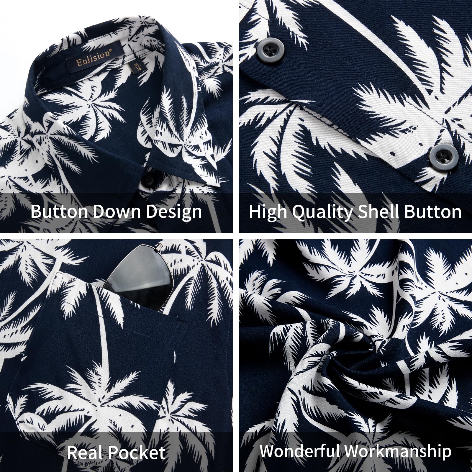 Enlision Camicia Hawaiana Uomo Manica Corta Estiva Floreale Casual Camicie Stampa Hawaiane Spiaggia Vacanza con Tasca S-4XL