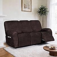 Vista 105 de Fundas para sillas reclinables con aspecto de cuero, funda elástica de 4 piezas, funda suave para silla reclinable, protector de muebles lavable