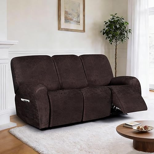 Miniatura 105 de Fundas para sillas reclinables con aspecto de cuero, funda elástica de 4 piezas, funda suave para silla reclinable, protector de muebles lavable