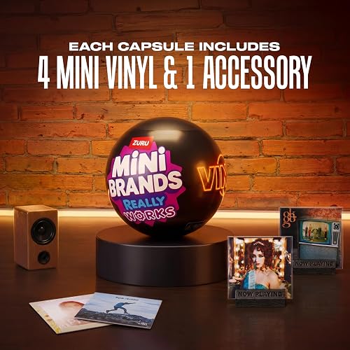 Mini Brands Really Works Mini Vinyl Capsules by ZURU – Series 1 (2-Pack) – Each Capsule Has 4 Playable Mini Records + 1 Surprise Accessory (8 Vinyls & 2 Accessories Total) – Mystery Blind Capsule - 4