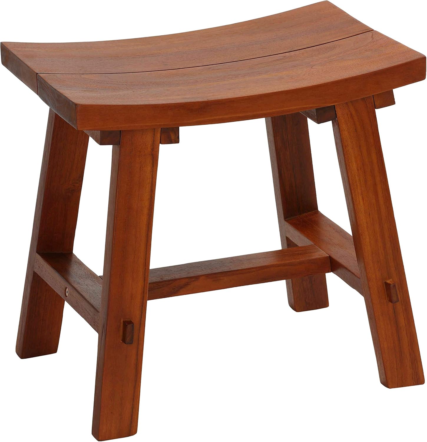 Teak Curved Saddle Seat Accent Stool, 17" Height