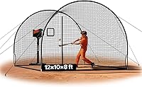 VEVOR 12x10x8 FT Portable Baseball Batting Cage - 4-Ply Knotless Netting, Pitching Machine Opening, Freestanding Indoor/Outdoor Hitting Net