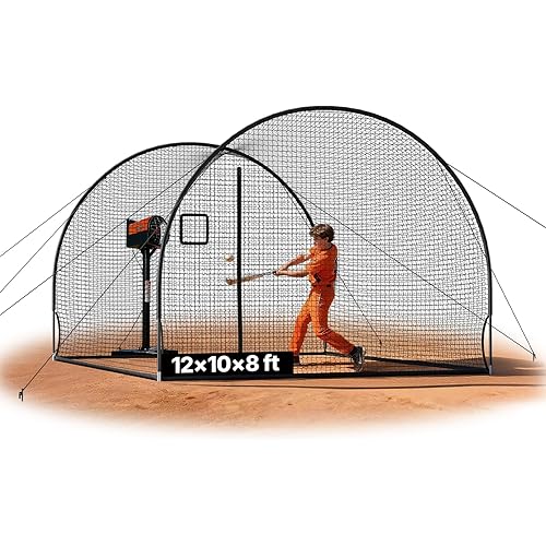 VEVOR Baseball Batting Cage,12/22/33/40 FT Fiberglass Portable Batting Cage,Hitting Cages for Baseball &Softball Solo or Team Training,for Backyard Field Indoor Outdoor