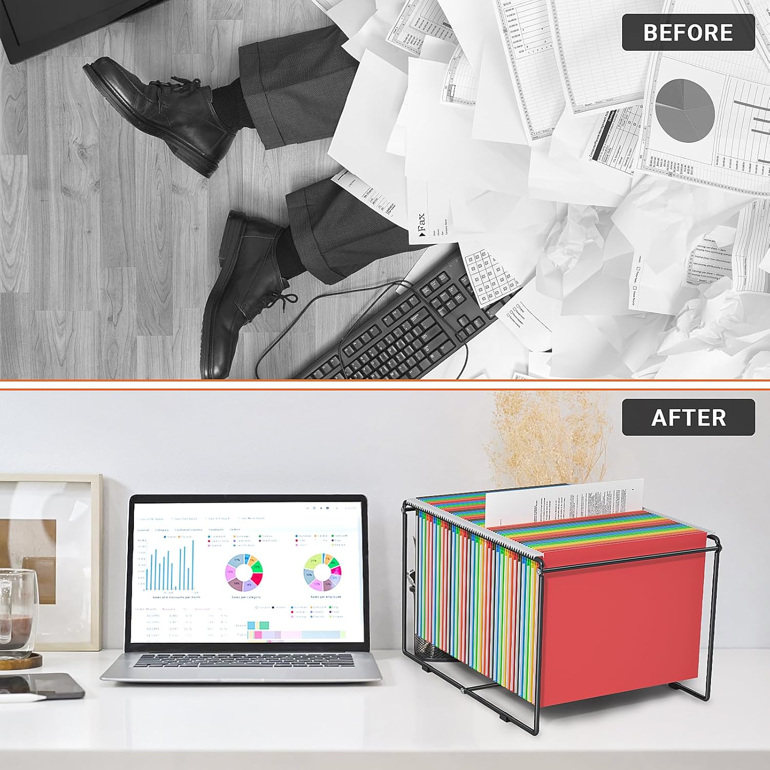2 Sets Hanging File Folder Frame Letter/Legal Size,Less Than 9.5”H/15.4”D File Cabinet Rail/Drawer/Inserts,Hanging File Holder,Desk Organizer for Accessories,Filing Box,Anti-Scratch/Rusty