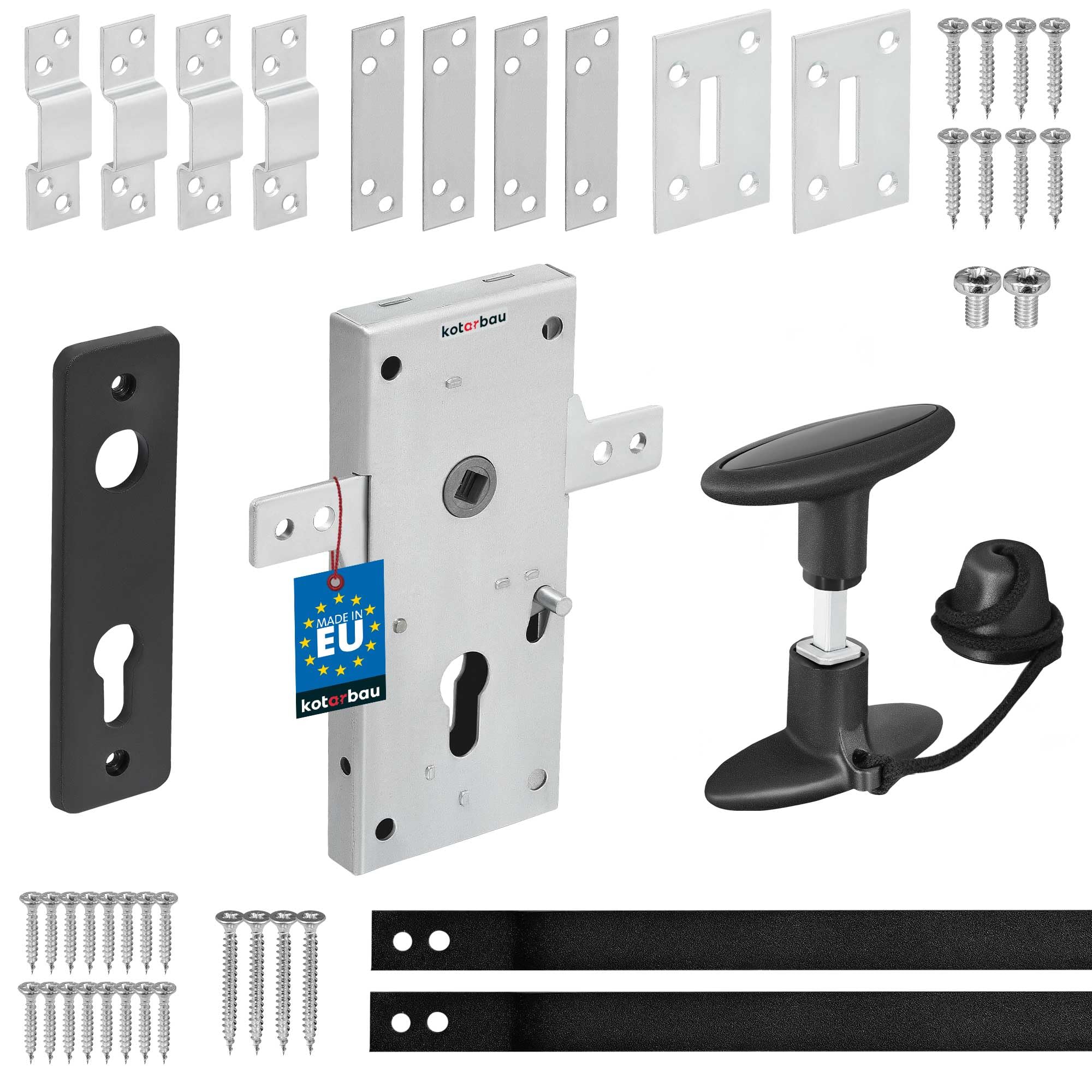 KOTARBAU Serrure pour portes basculantes Cylindre fixe poinçonnée blindée pour portes de garage multipoints en acier loquet blocage de verrouillage, argent, 60 mm
