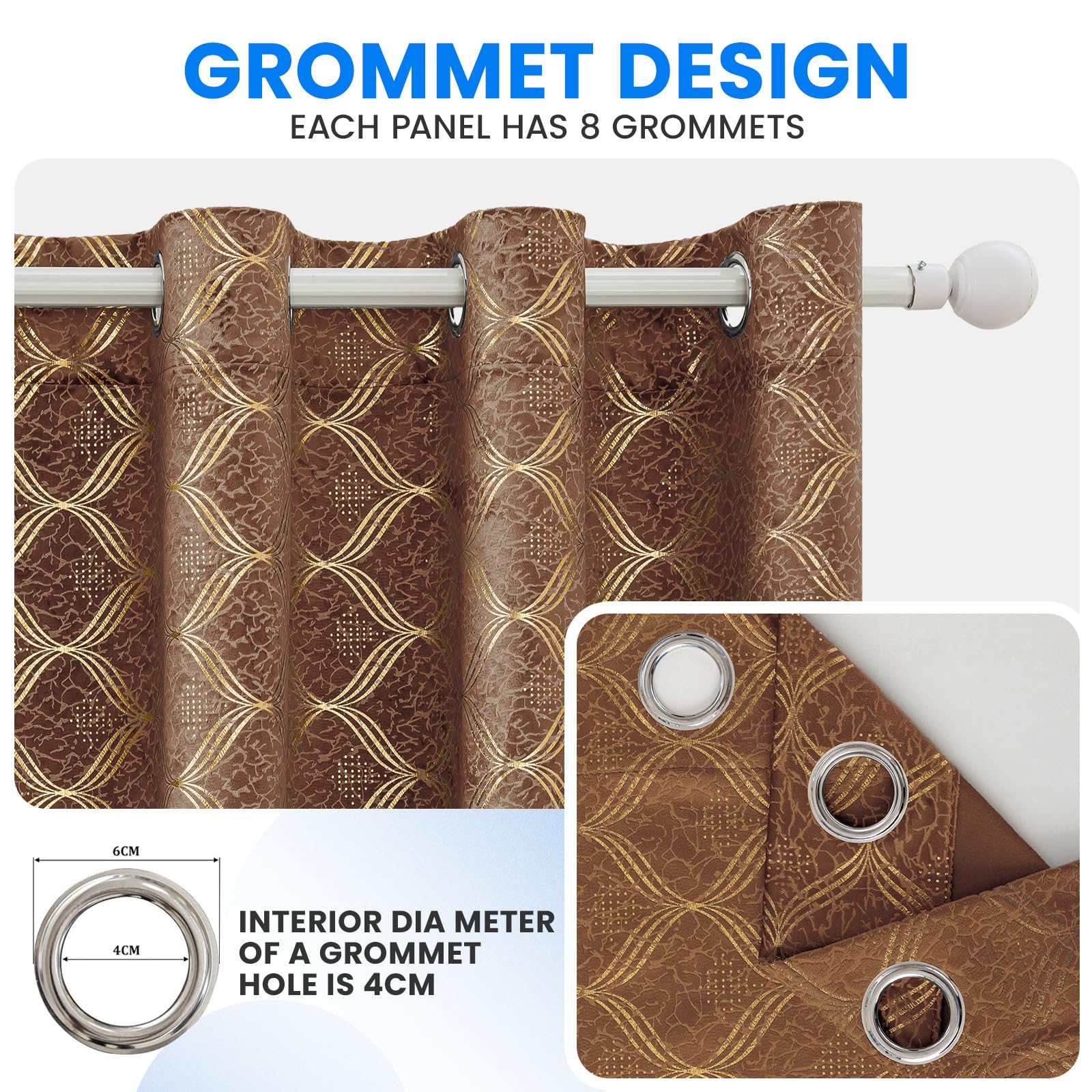 Ystyle Tende Per Interni In Velluto 2 Pezzi, 140x225cm, Tende Oscuranti Termiche Isolanti, Anti-Rumore, con Anelli, Tenda Moderna per Camera da Letto e Soggiorno, Caramello