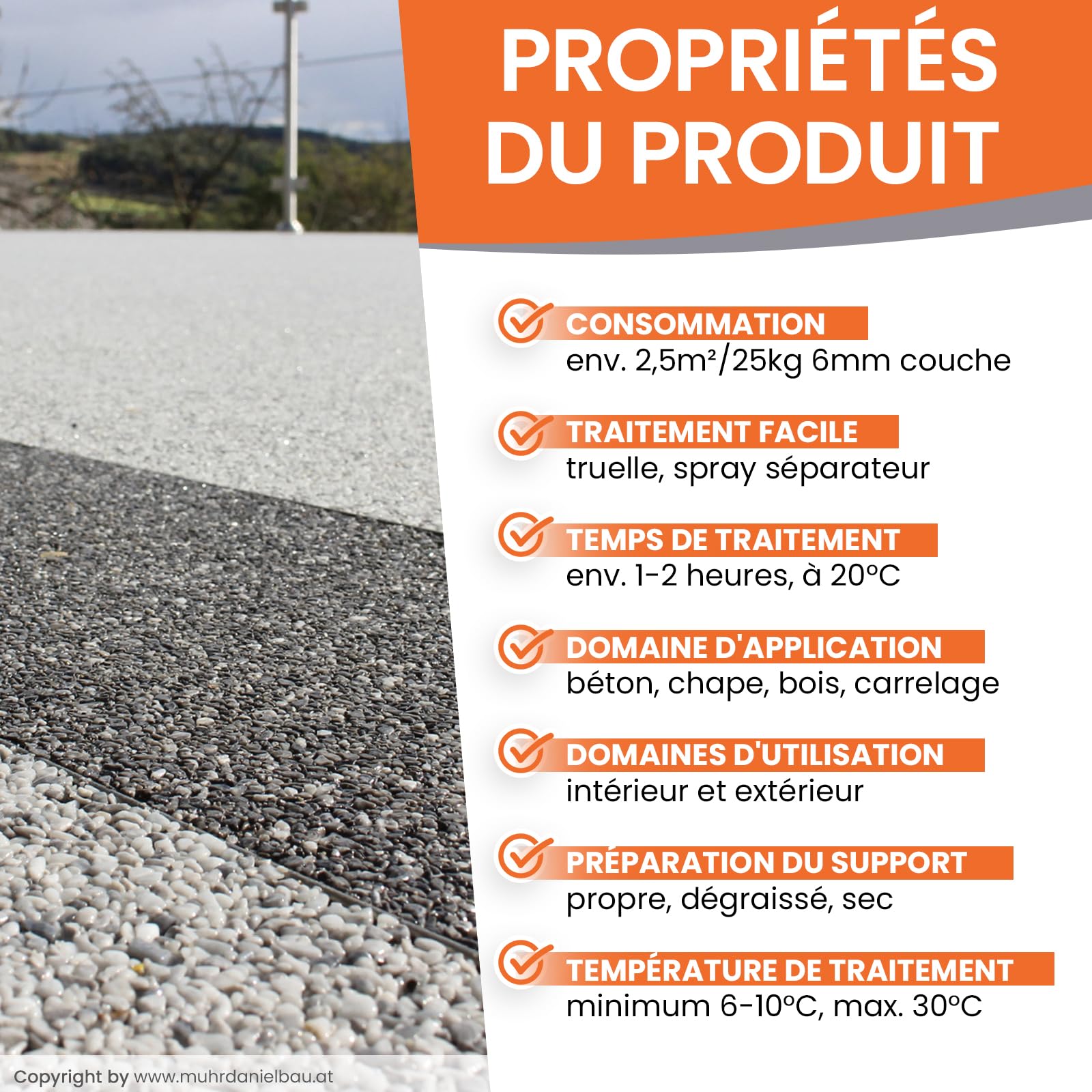Moquette de pierre - Kit de 25 kg Gravier de marbre Grigio Bardiglio + 1kg Liant PU résistant aux UV pour intérieur & extérieur I Tapis de pierre pour terrasse, jardin, escaliers I BEKATEQ BK-605PU