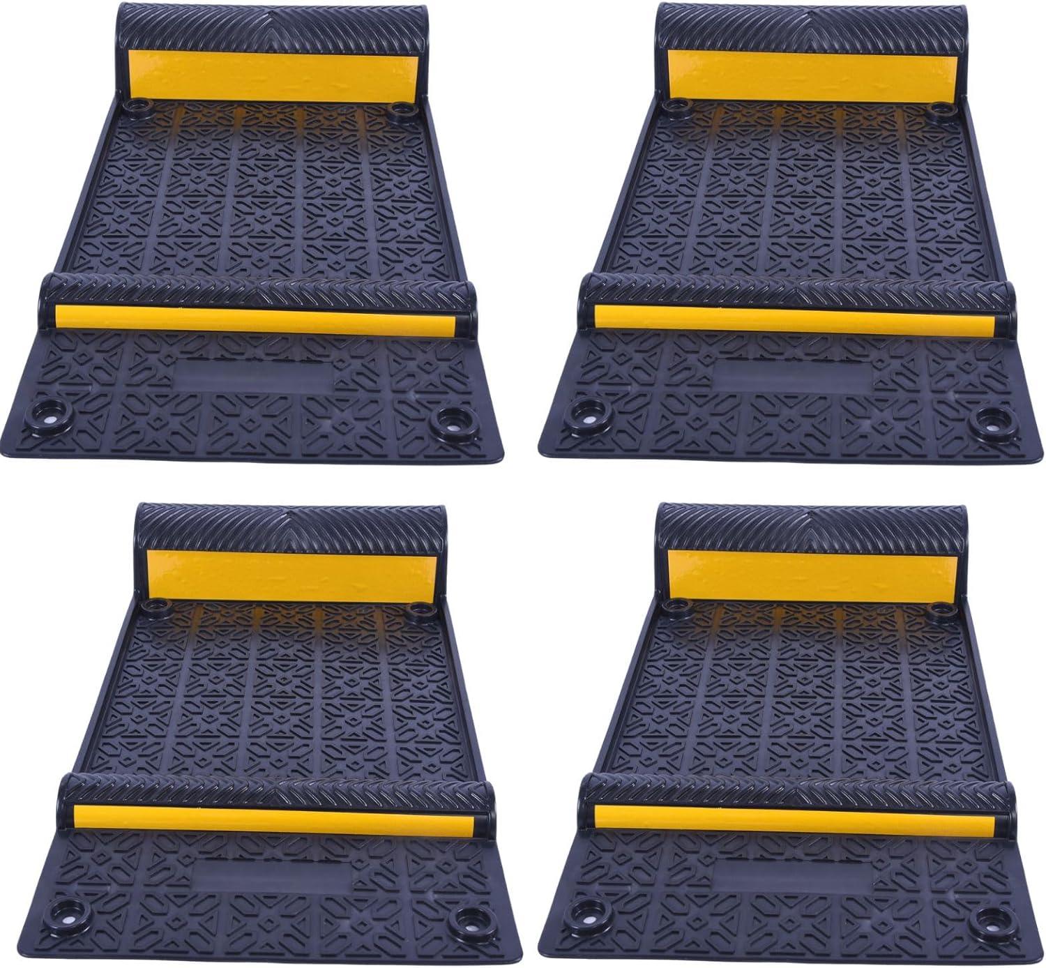 BESEA 4PACK Parking Guide with Wheel Chock for Parking Gargets 21" x 11.5" x 3.2" Parking Mats Antiskid Cars Safety Park Aids for Garage Vehicles High Visibility in Night