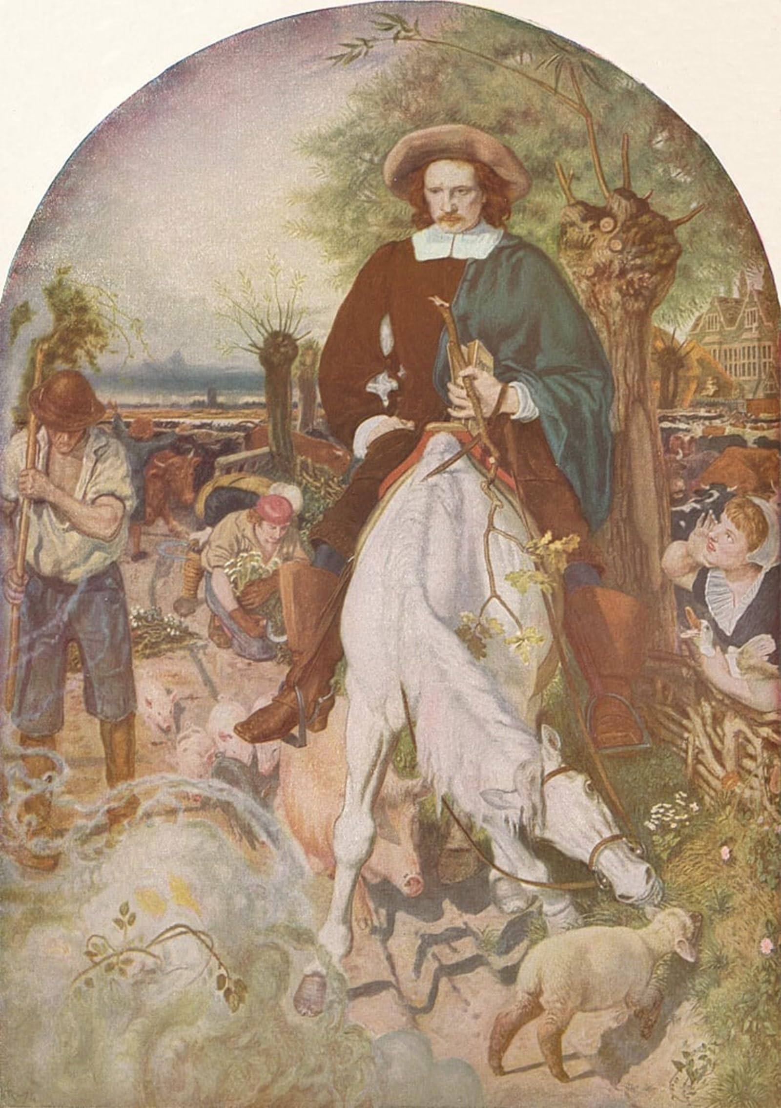 ARTXLXXBN Famous Prints Artwork Pictures Poster Painting Art Cromwell on His Farm by Madox Brown Artwork Landscape Pictures for Home Decor 60x90cm