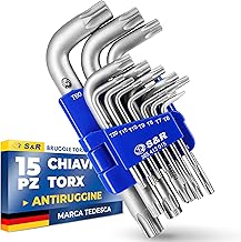 S&R Torx Allen Torx Keys Set of 15 Extra Strong Hexagonal Keys TX6-TX60 in Practical Folding Stand