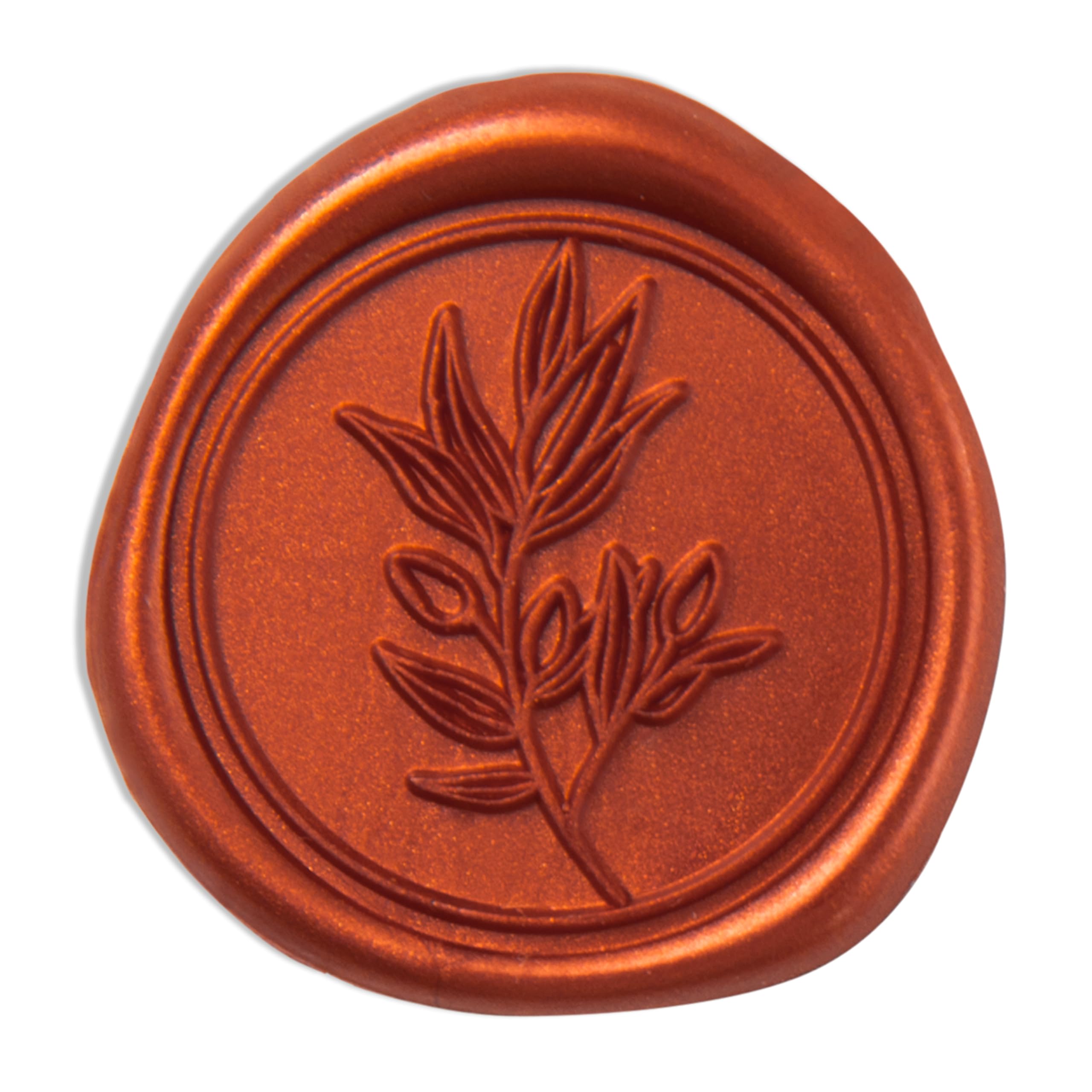 PONATIA 50PCS Terracotta Orange Wax Seal Stickers - Eucalyptus Design Self- Adhesive Stickers Perfect for Wedding Invitation, Envelopes, Christmas