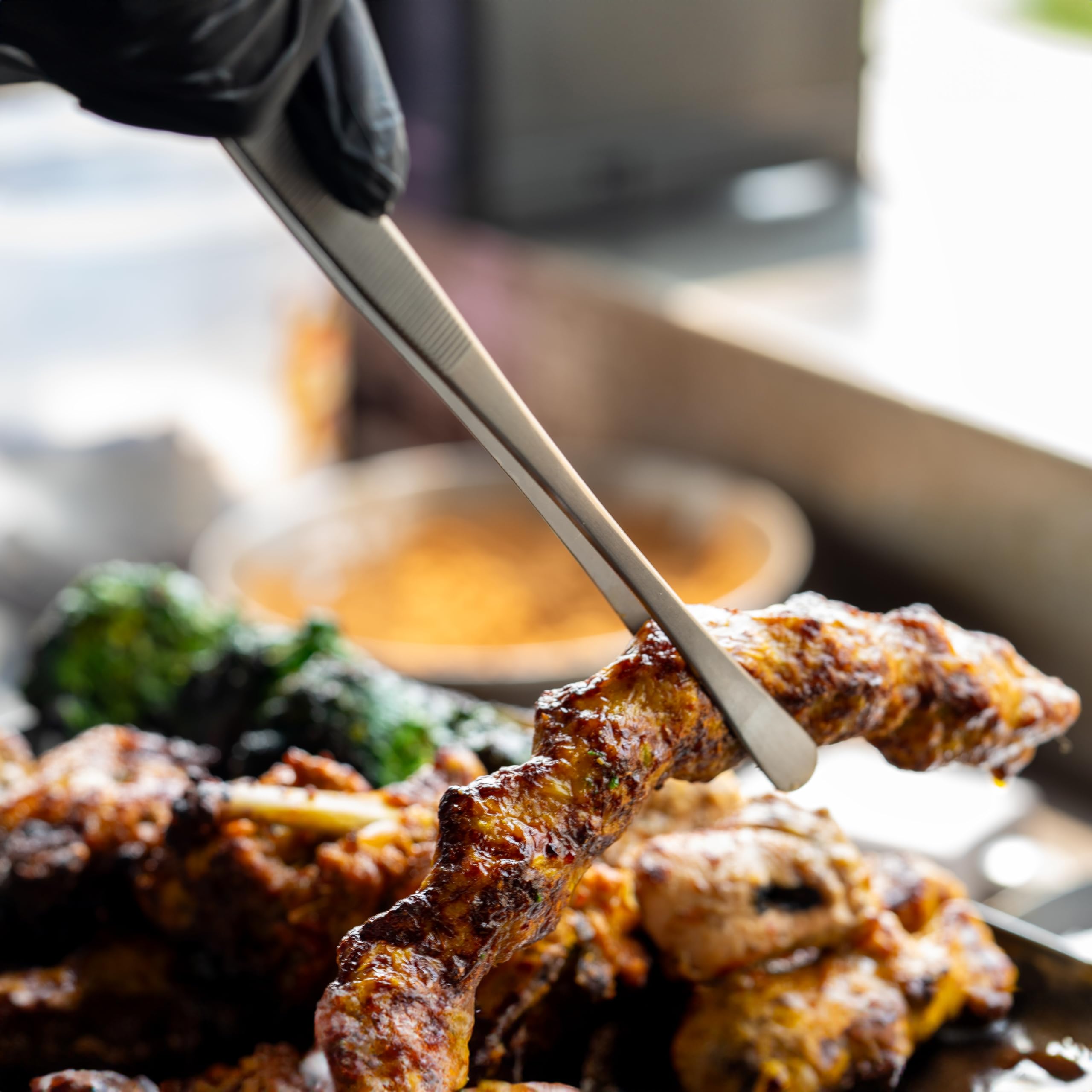 Set Di 2 Pinze Da Cucina In Acciaio Inox 30 Cm - Punta Dentata Precisa - Pinze Alimentari Per Barbecue, Cucina E Pasticceria, Utensili Professionali. Pinze Cucina Inox - Foto 8