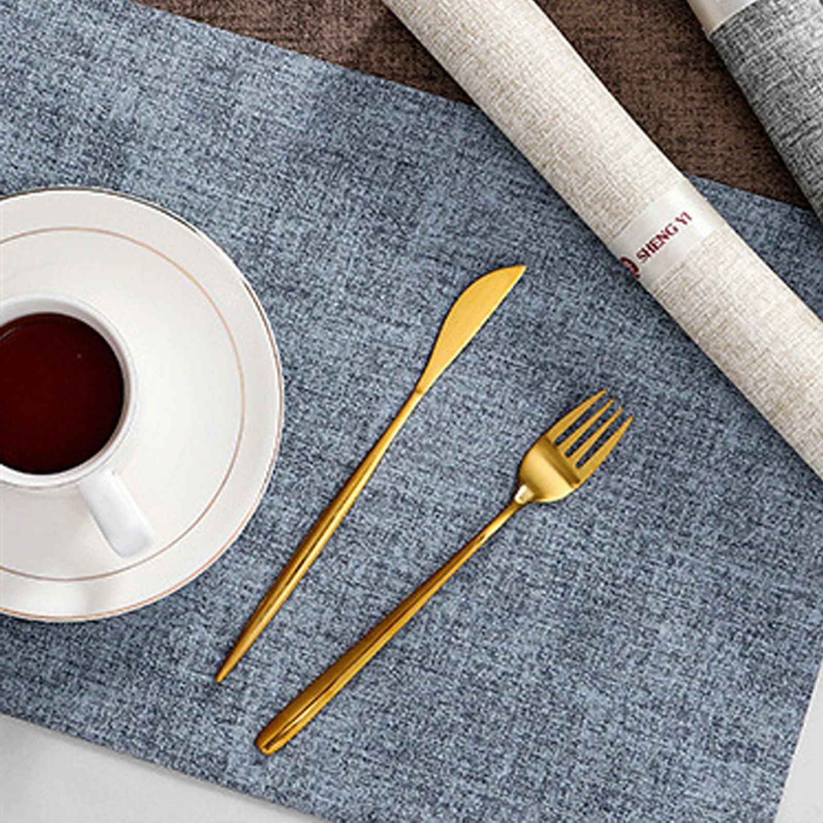 Nowoczesne podkładki do jadalni prostokątne 4 szt., 40 x 20 cm skórzana podkładka stół kuchenny szary niebieski, jednolity kolor z prostokątem