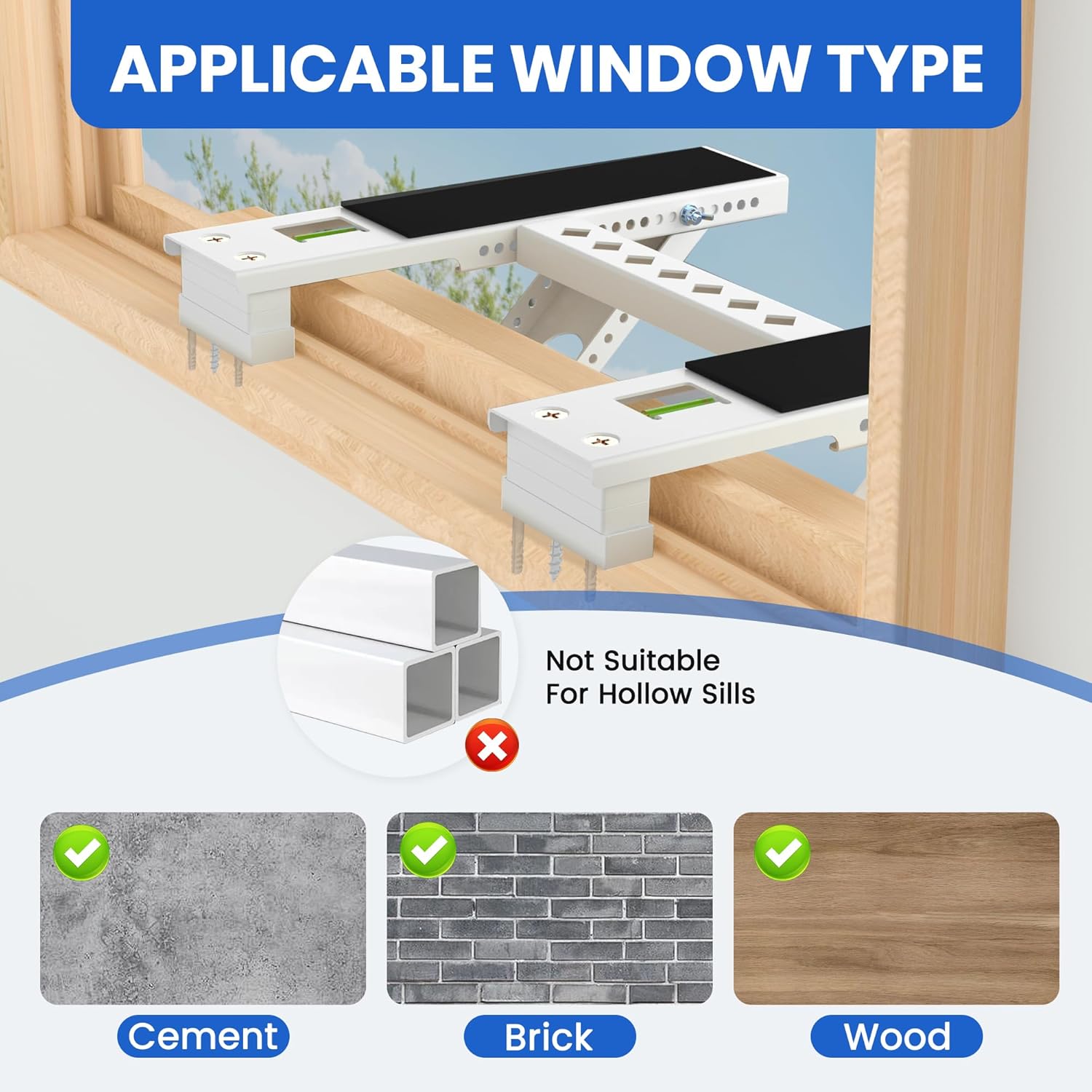 Window Air Conditioner Support Bracket: 220lbs Dual Arm Universal Window AC Bracket for 5,000-24,000 BTU Units, Heavy Duty Window AC Mount for 3‘-12" Brick Concrete Wood Walls