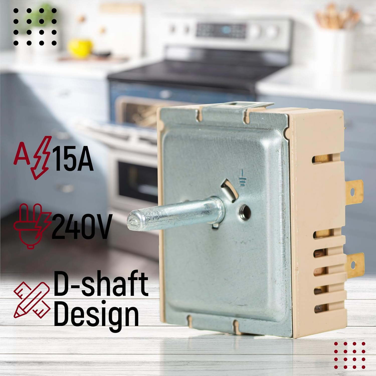 DG44-01006B Dual Burner Infinite Switch Compatible with Samsung Range Stove Oven, Surface Element Control Switch, Replaces PER001-12D, Fits NE59J and NE58K Series