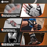 Vista 4 de SIMARI Breathable Workout Gloves for Men Women, Padded Weight Lifting Gloves with Wrist Wraps Support, Full Palm Protection, Grip for Gym Training