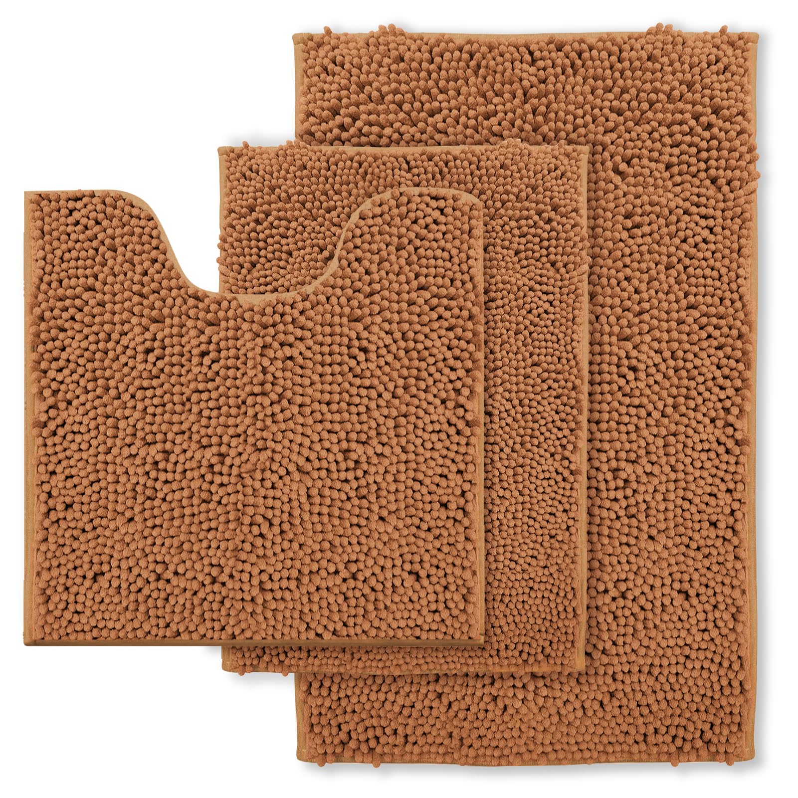 Lot de 3 tapis de salle de bain en chenille tapis absorbants et lavables