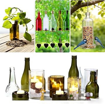 Smasener Glass Bottle Cutter,Upgraded Double Dam Boards Bottle Cutting Tool Kit, Curved Glass Cutting Tool for Round and Square Bottles, [Upgraded]Bottle DIY Craft Kit