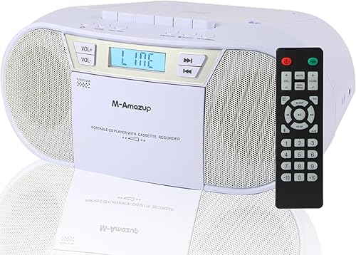 Boombox - Reproductor de CD portátil, reproductor de cassette con CD MP3, Bluetooth, AUX TF, USB, radio FM, alimentación ACDC, caja de auge con