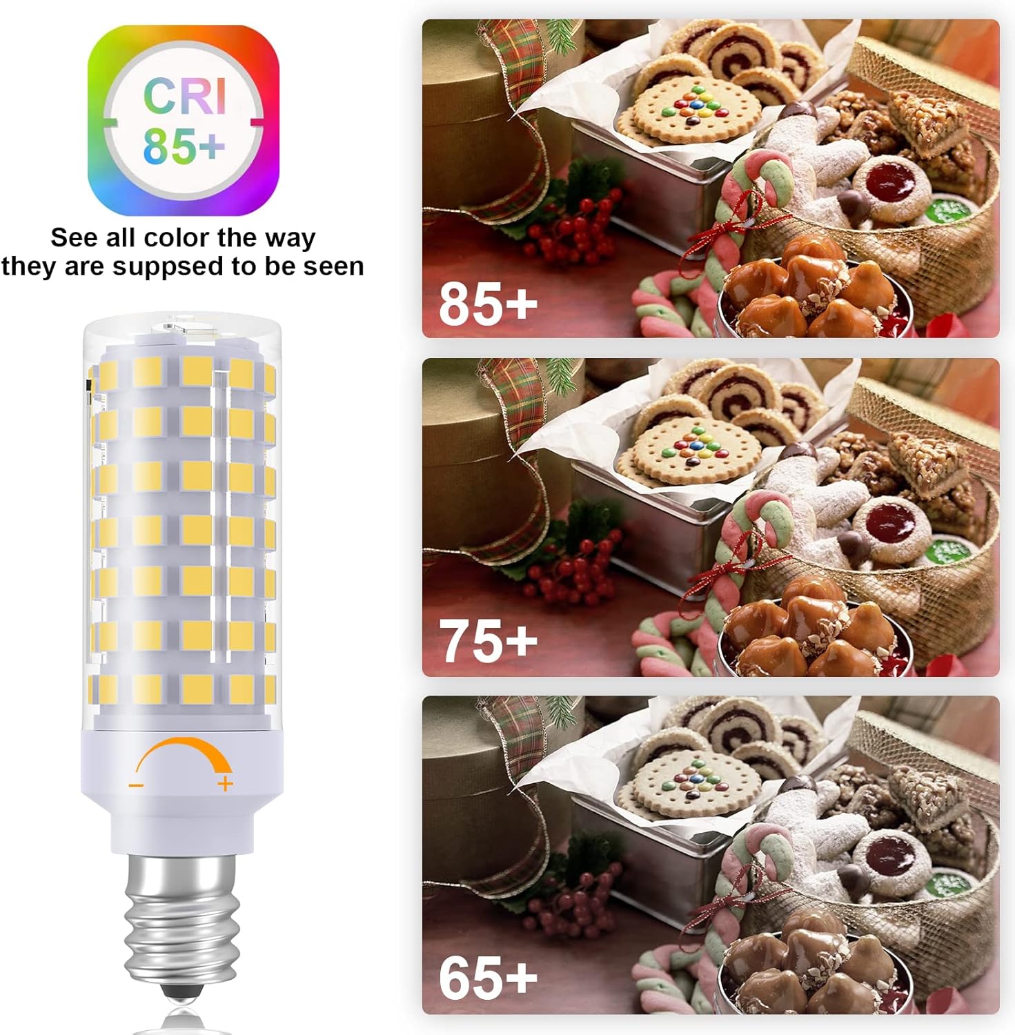 TAIYALOO E12 LED Bulb Dimmable C7 Bulb Equivalent to E12 Halogen Bulb 60W, Natural White 4000K, T6 Small Base, 120V 7W 630LM E12 LED Candelabra Bulbs for Ceiling Fan, Chandelier Light, 6 Pack