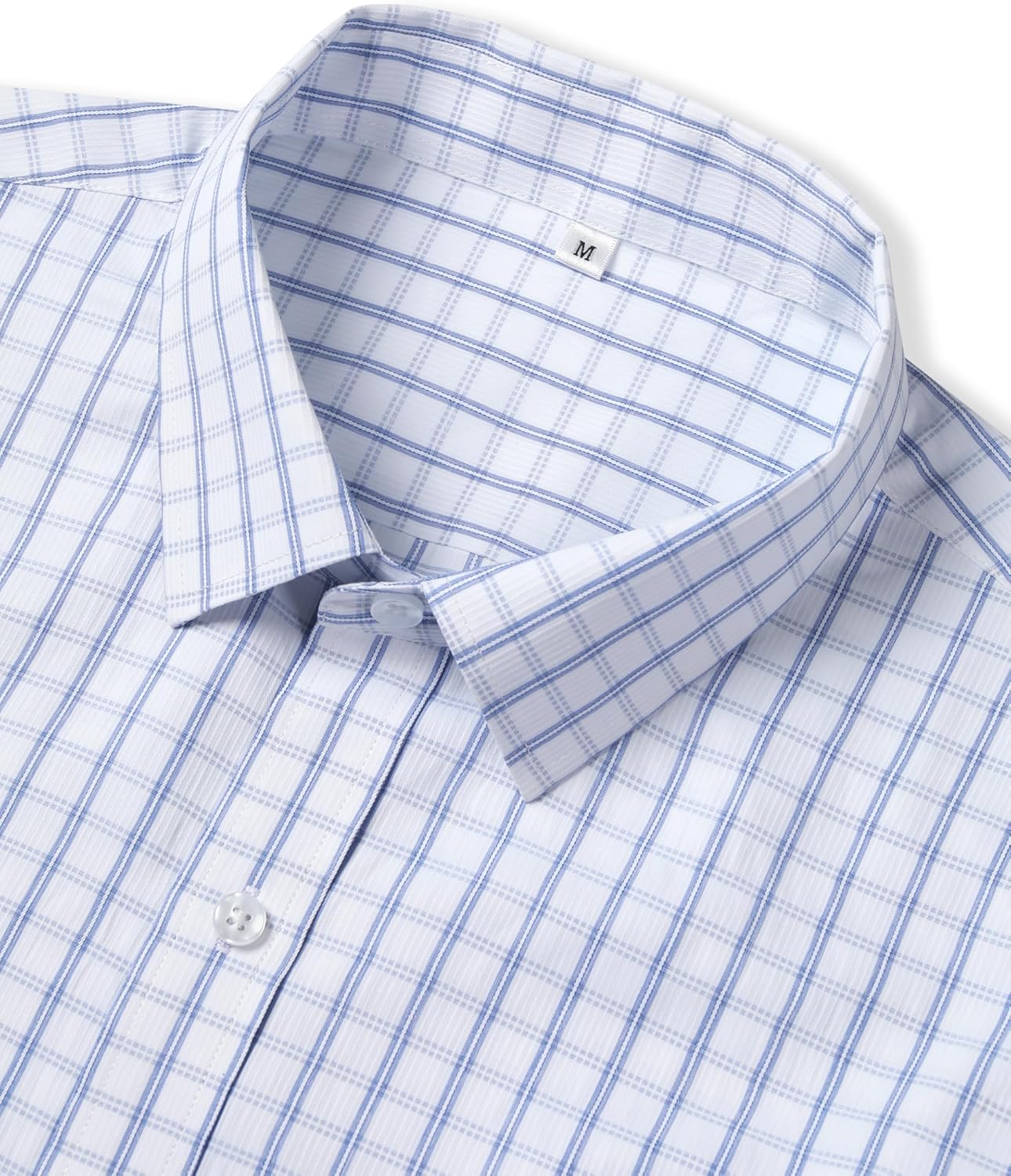 Mens Grade 4 Wrinkle-Resistant Plaid Button-Down Cotton Long Sleeve Regular Fit Gingham Dress Shirts - Image 4