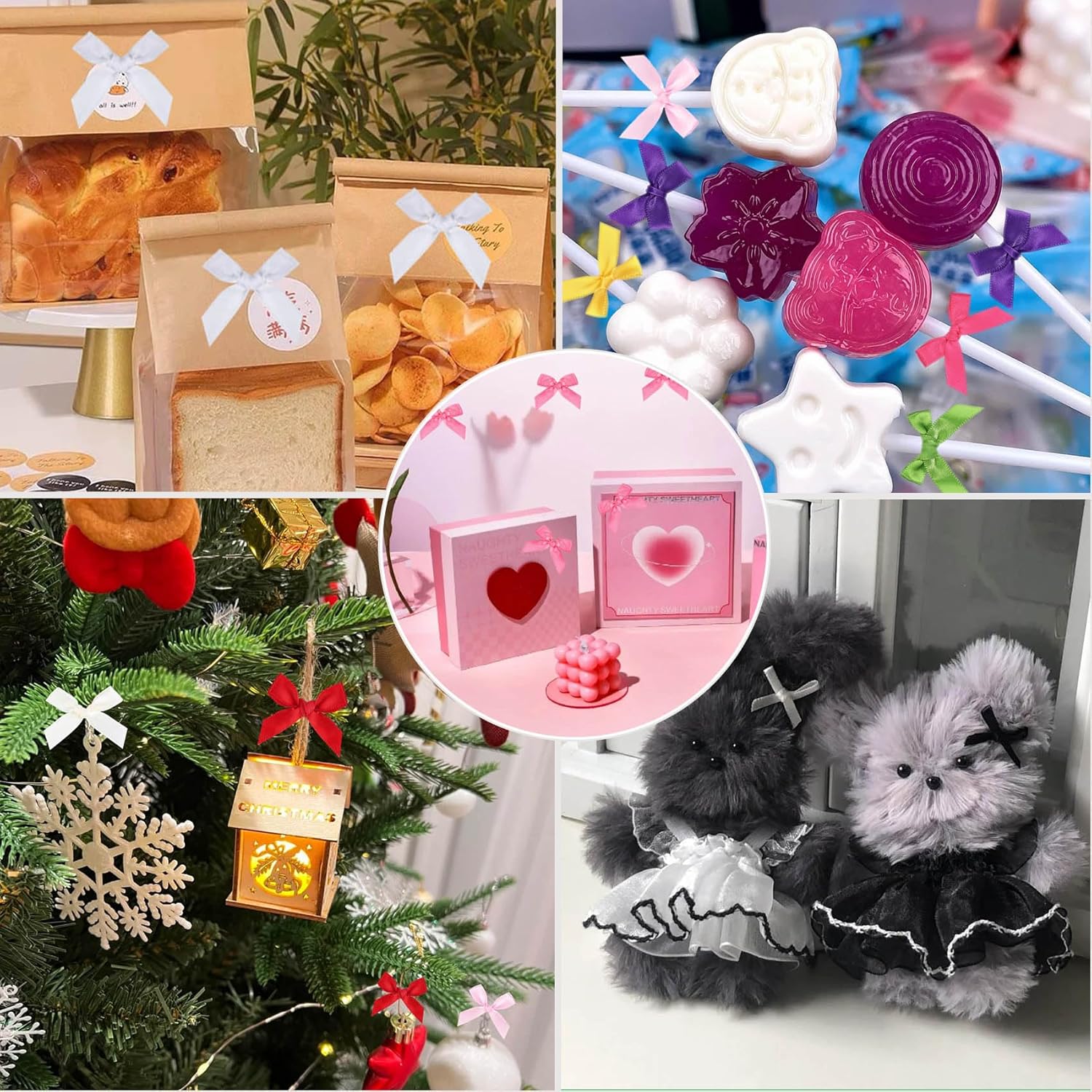 Purple Mini Bows 1.57” Small Satin Ribbon Bows for Cake Treats Premade Hair Bow for Crafts Gift Wrapping Balloons Party Decoration Sewing 100PCS - Image 7