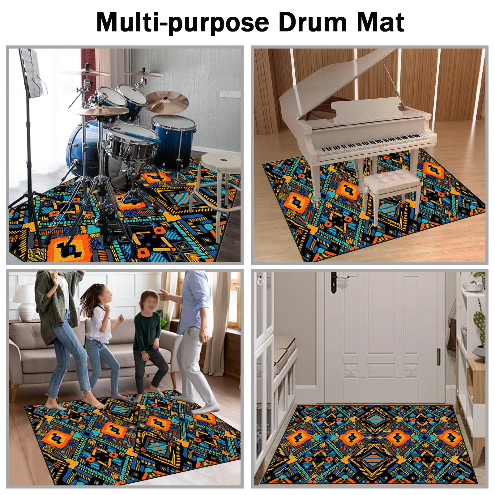 180 x 140 cm Dywan z baterią elektroniczną Dźwiękoszczelny Antypoślizgowy Dywan Pochłaniający Akustyczny Profesjonalna mata do instrumentów muzycznych do instrumentów muzycznych do gitary basowej
