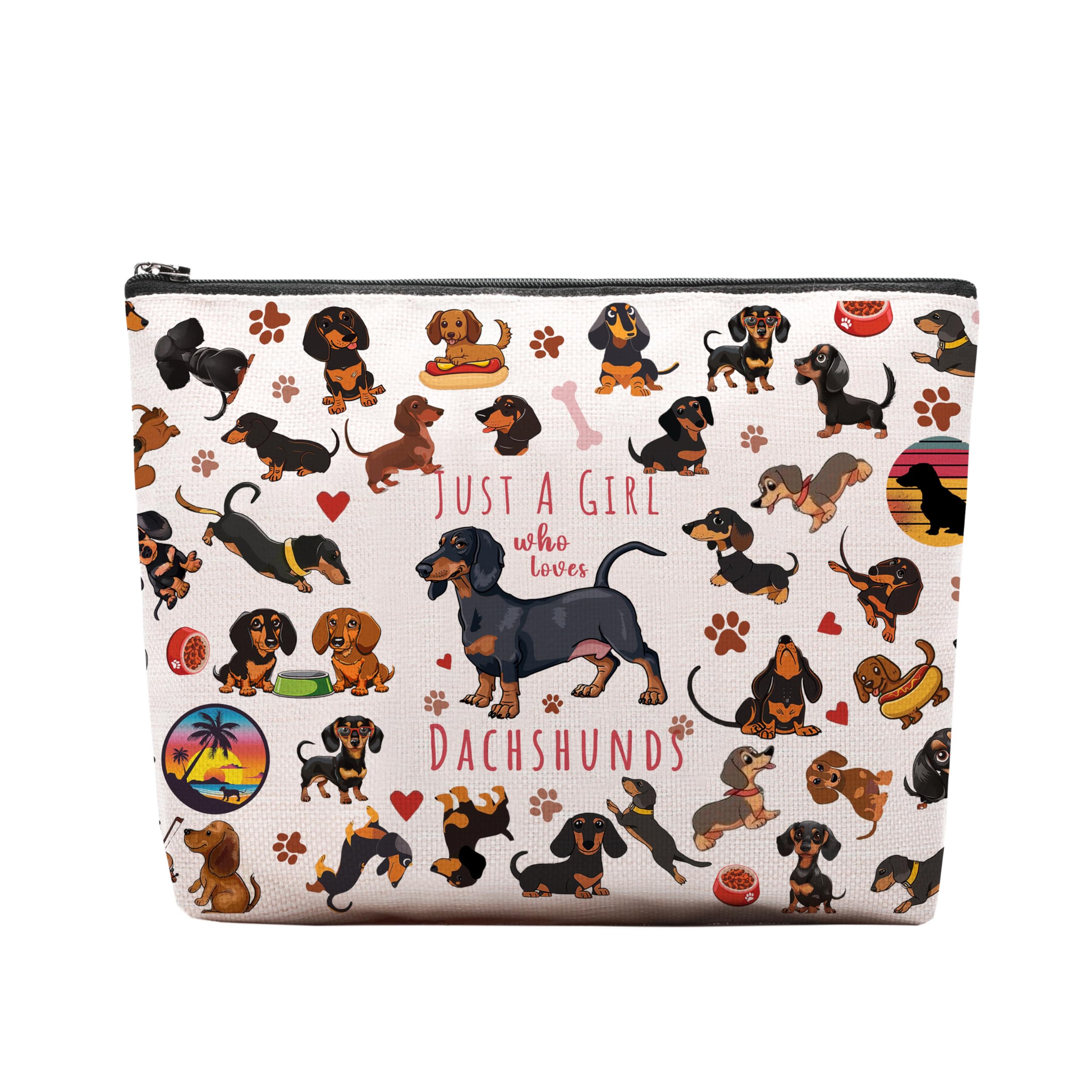 CEASQVAA Dachshund Gifts for Women Makeup Bag, Birthday Gifts for Dachshund Dog Lovers, Weiner Dog Gifts for Women Cosmetic Bag Zipper Pouch Purse
