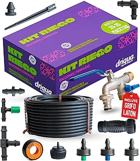 Kit de irrigação por gotejamento varandas, terraços e jardim urbano sistema completo 20 - 25 vasos com torneira dupla latão redutor de pressão conta-gotas autocompensantes microtubo 25 m instalação