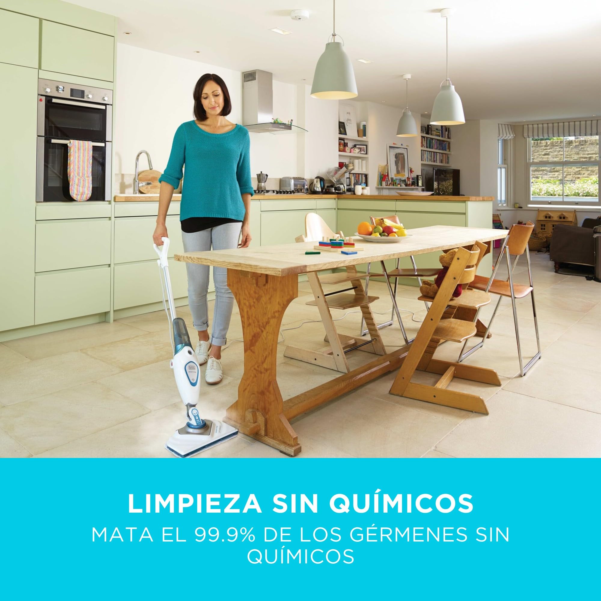 BLACK+DECKER Mopa a Vapor 1600W con 2 almohadillas, FSM1616-QS