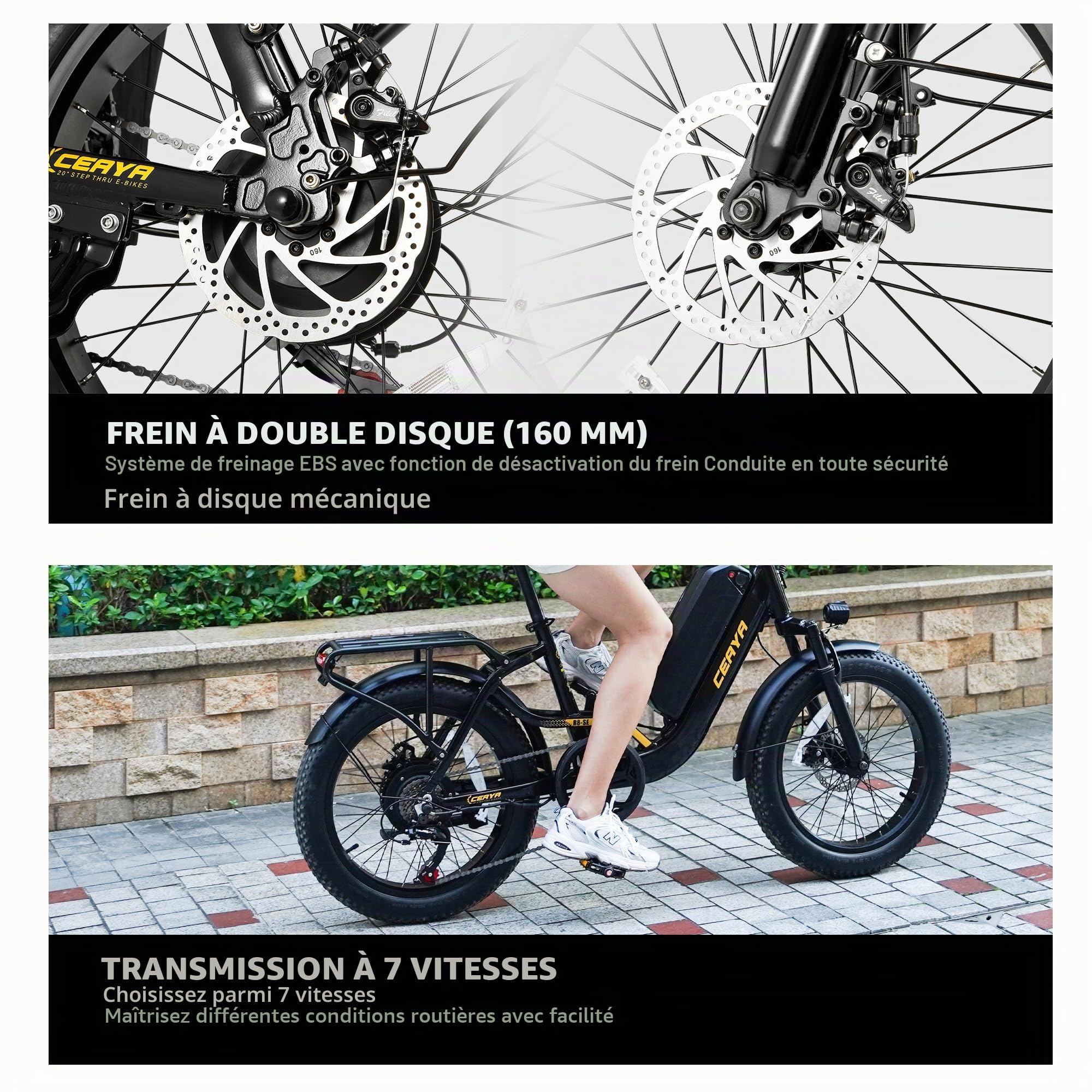 Vélo électrique 20 Pouces Ebike Homme Femme 3.0“ Fat Bike Electrique 48V15Ah,Pédalage Assisté,7 Vitesses,Écran LCD HD,Frein à Double Disque,Autonomie 45-70KM