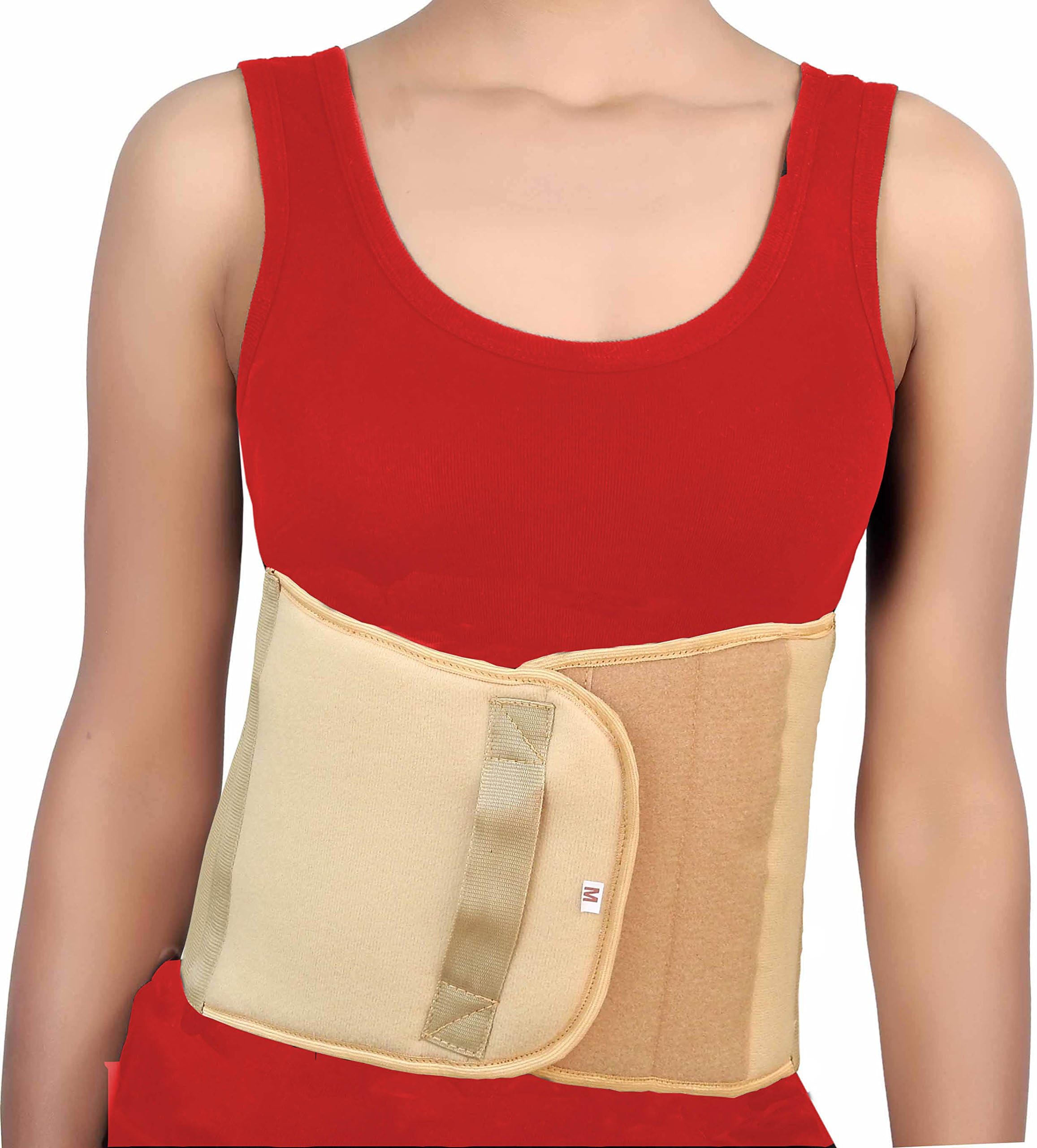 Beige Abdominal Binder 9" Elastic Belt/Girdle| Post Pregnancy & Post Surgrey Belly Wrap | Tummy Trimmer Slimming Belt - M