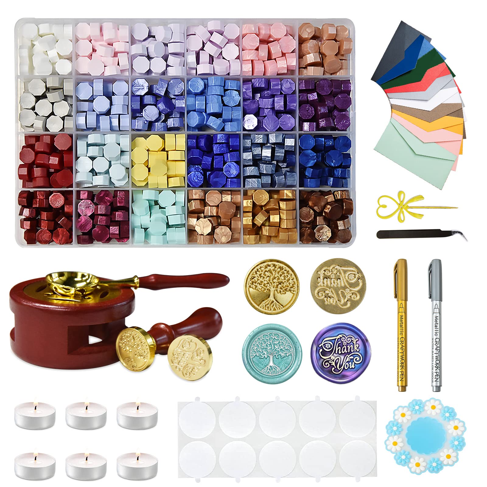 Kit Ceralacca, 600 Perline in Ceralacca Set per Decorare Buste, Lettere, Partecipazioni di Nozze, Cartoline A-1