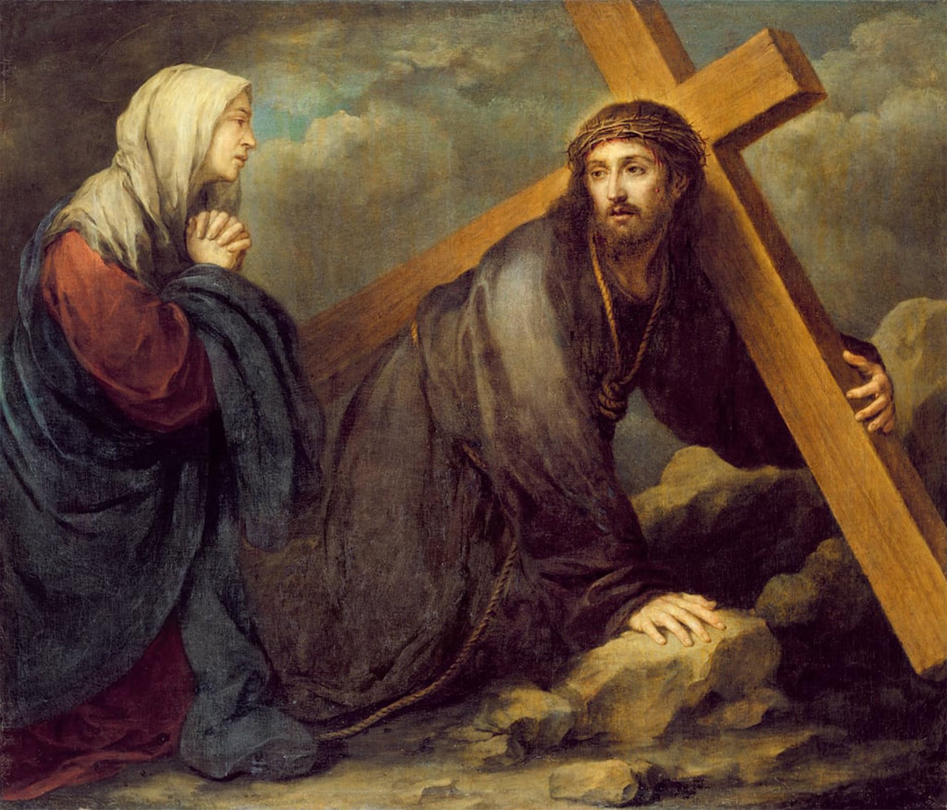 Posteriik No Frame Famous Modern Artwork Art Mural Christ At Calvary By Bartolomé Esteban Murillo Oil Paintings Pictures For Home Decor 60X90cm