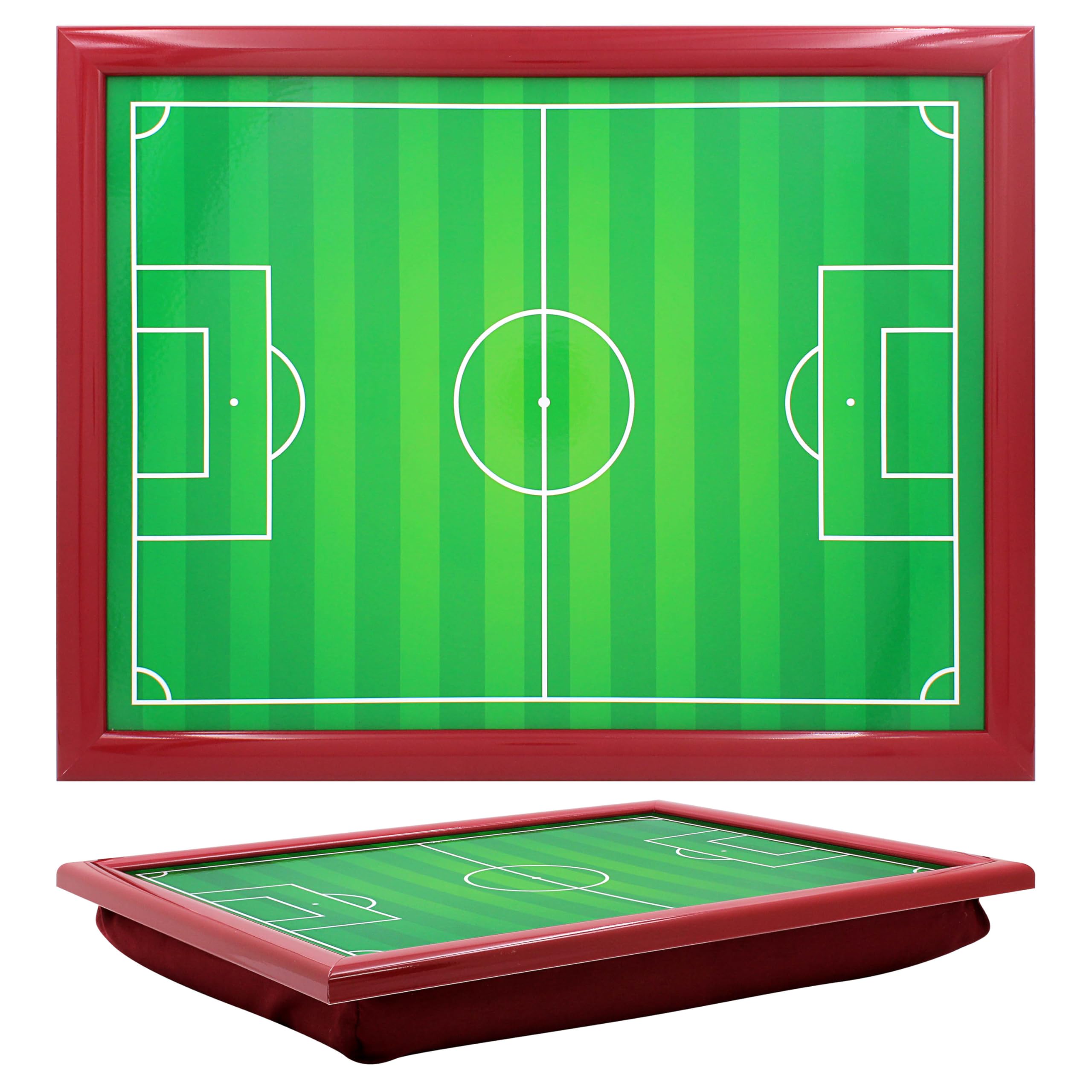 Cushioned Lap Tray - Football Pitch Design (Burgandy Frame) — image 1