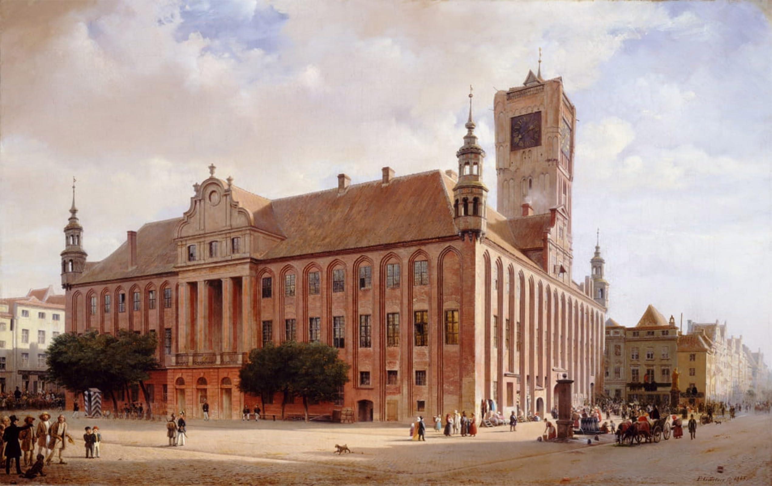 SERENDIPITP Abstract Painting Mural Print Picture Wall Decor Painting City Hall At Thorn by Eduard Gaertner Vintage Wall Artwork for Home Decor 60x90cm