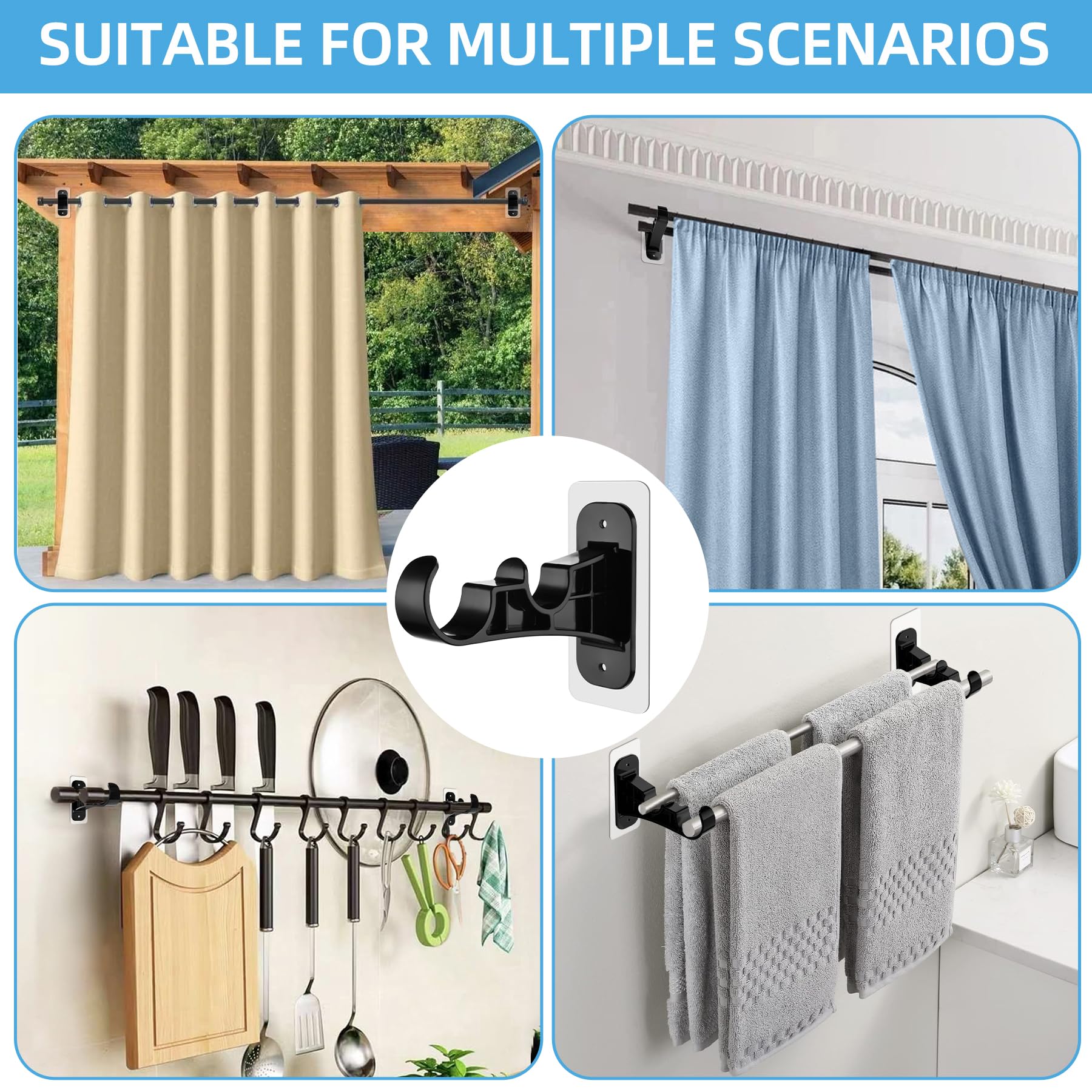 Cortineros Dobles Para Cortinas Paquete De 12 Soportes De Barra De