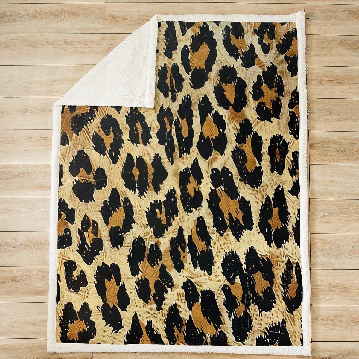Feelyou Leopard Print Fleece Throw Blanket Animal Leopard Sherpa Blanket for Kids Boys Girls for Room Decor Wildlife Nature Leopard Bed Blanket Microfiber Plush Blanket,Twin 60x80 Inches