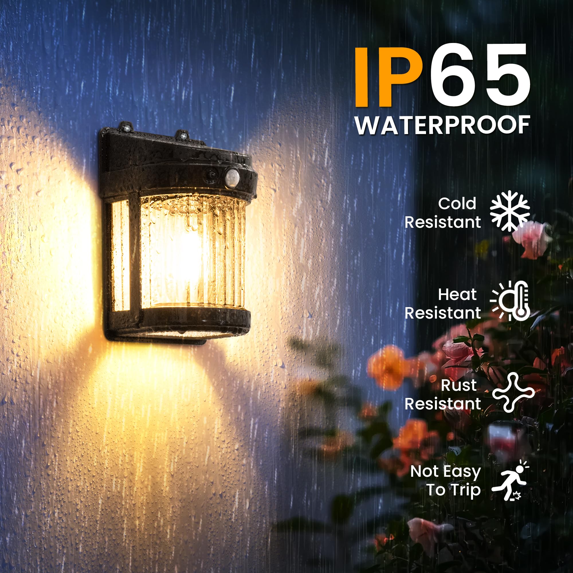 PEVOROS Lot de 8 lampes solaires d'extérieur avec 3 modes pour abri de jardin, terrasse, porte d'entrée, garage, clôture
