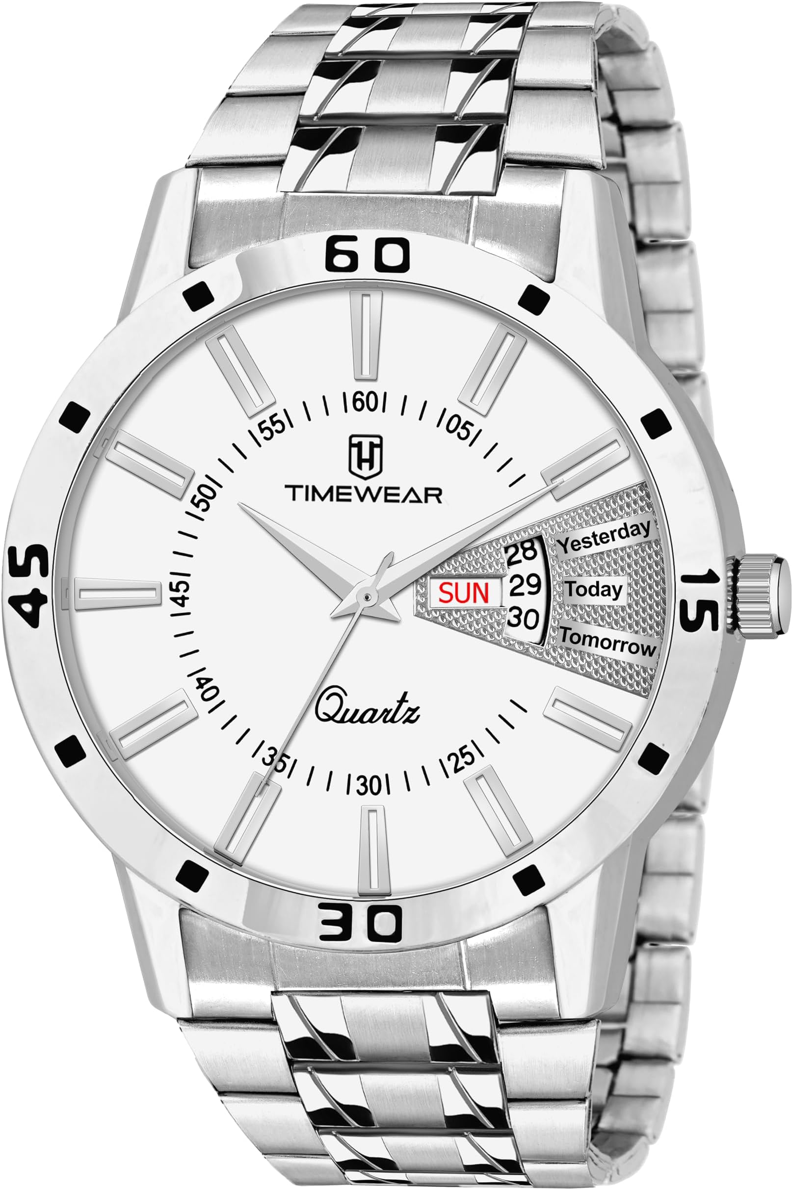 TIMEWEAR Analog Day Date Functioning Stainless Steel Chain Watch for Men