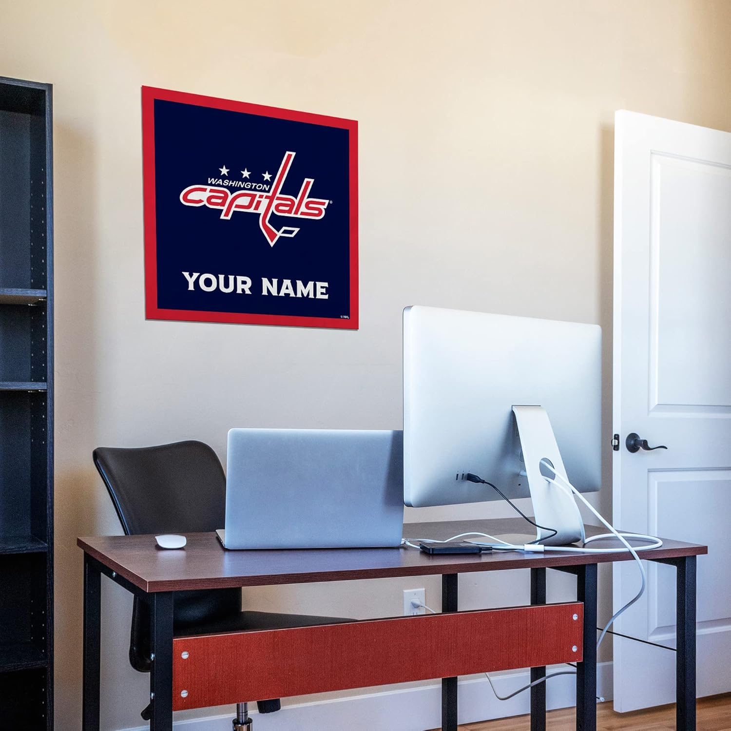 Rico Industries NHL Hockey Washington Capitals Personalized 23" X 23" Felt Wall Banner - Sports Decor for Man Cave, Game Room, Office & Bedroom - Made in The USA