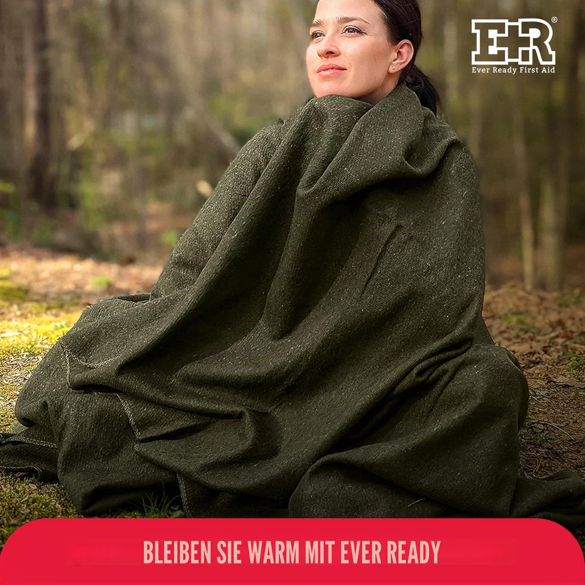 Grün Olive Wolle warm Decke, feuerbeständig, 168 x 229 cm (80% Wolle) – US Militärische