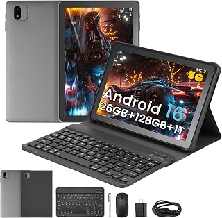 Android Tablet, 10.1 Zoll Android 15 Tablets 18GB (6+12) RAM 128GB ROM, 1280x800 IPS HD Touchscreen, 6000mAh Akku, Bluetooth, Dual Kamera, GMS, WiFi