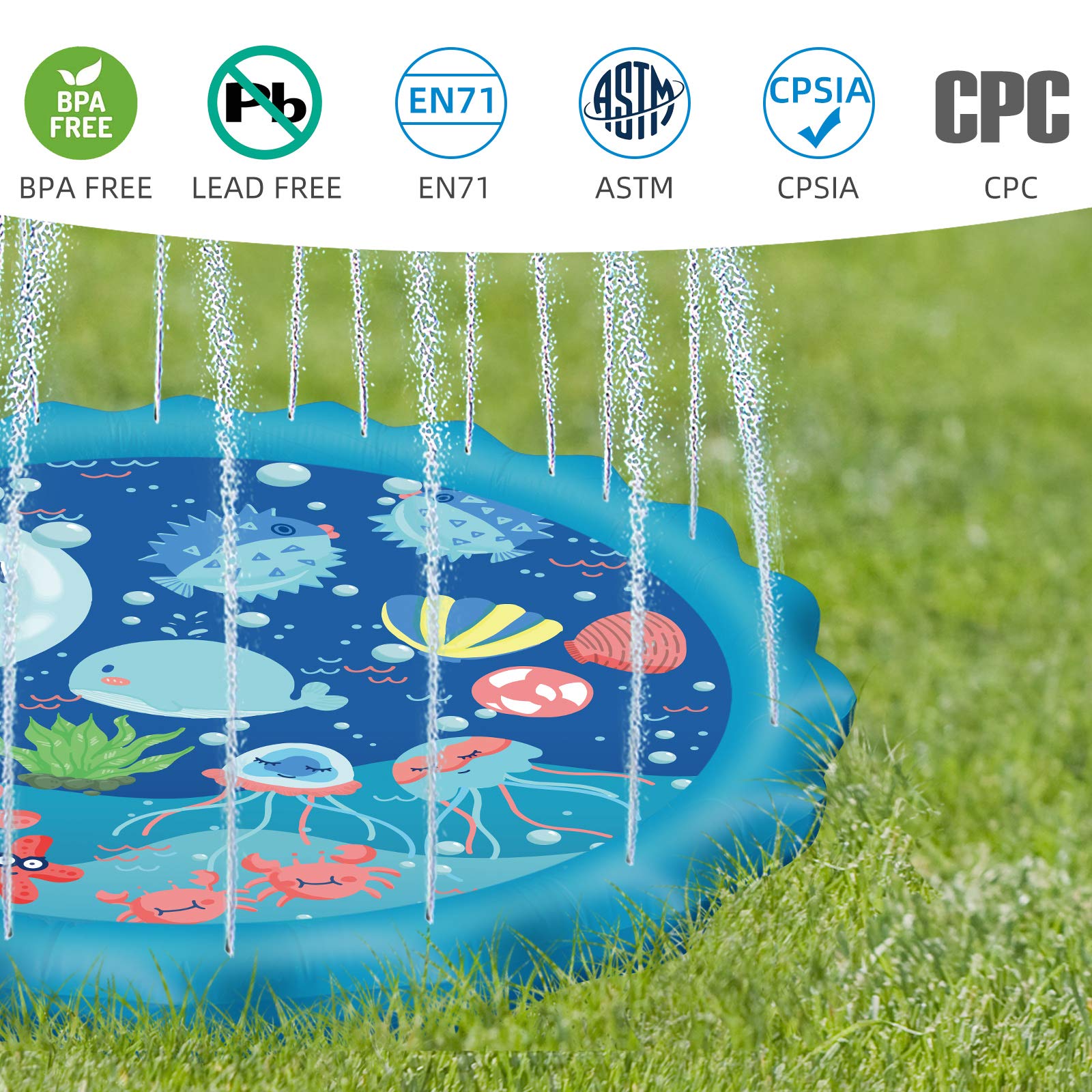 FTGcswp Opblaasbare sprinkler voor kinderen – sprinkler-pad, zwembad FTGcswp Opblaasbare sprinkler voor kinderen – sprinkler-pad, zwembad