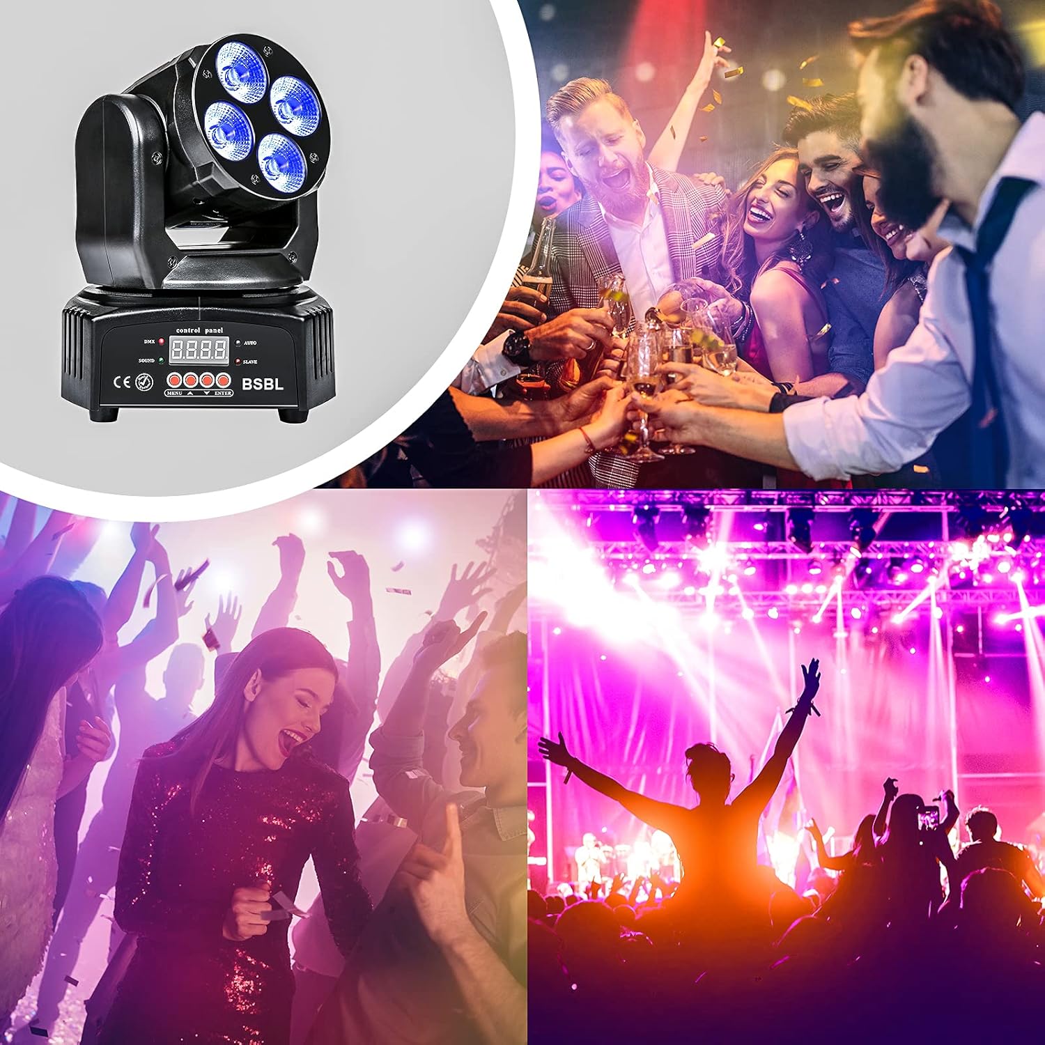 50W RGBWA+UV 6 in 1 LED Moving Head DJ Light with Sound Active & Professional DMX512 16/18CH Wash Effect Stage Lighting for Parties KTV Bar Show Wedding Ceremony...