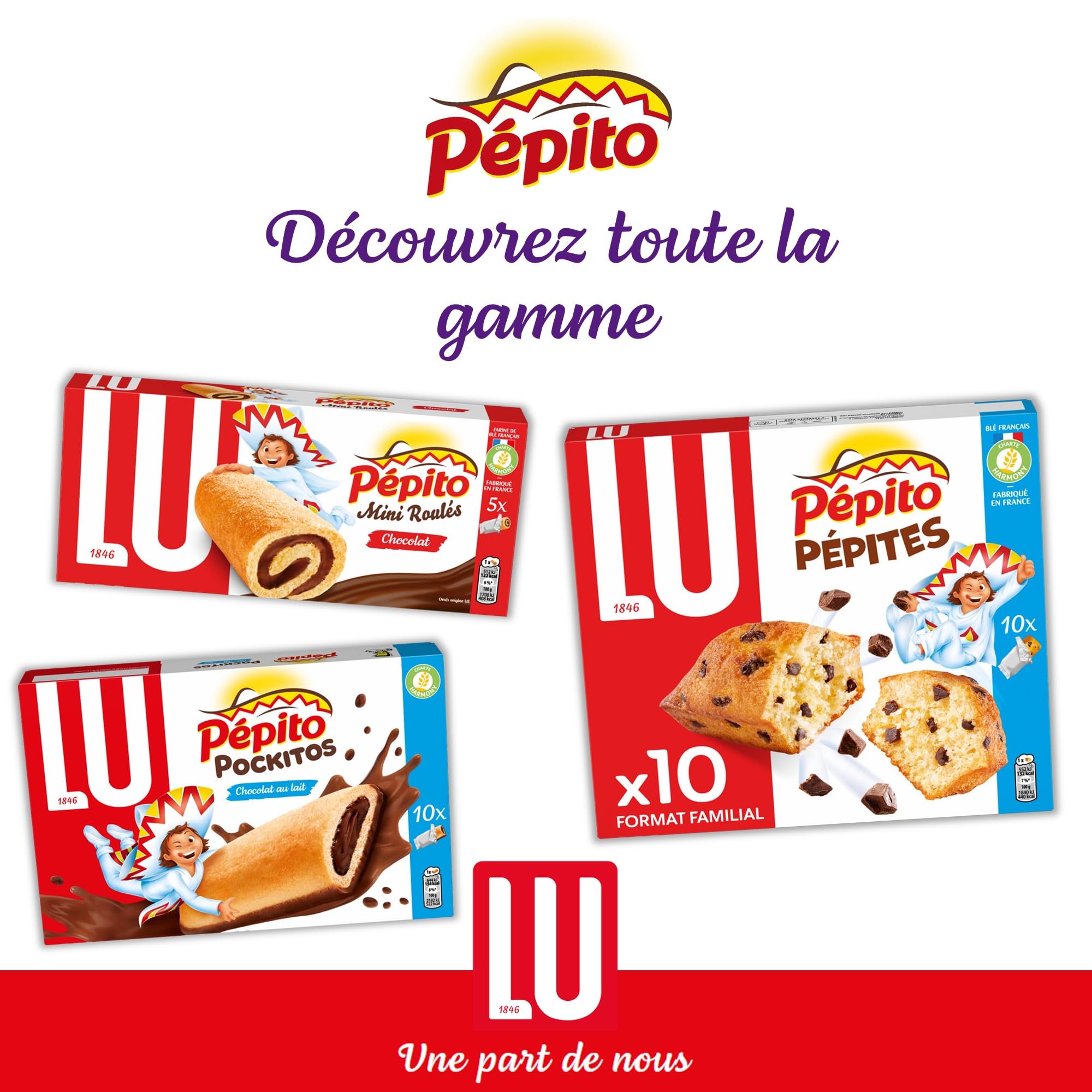 Lu Pépito Pockitos - Biscuits Croustillants Fourrés Chocolat - 10x295g