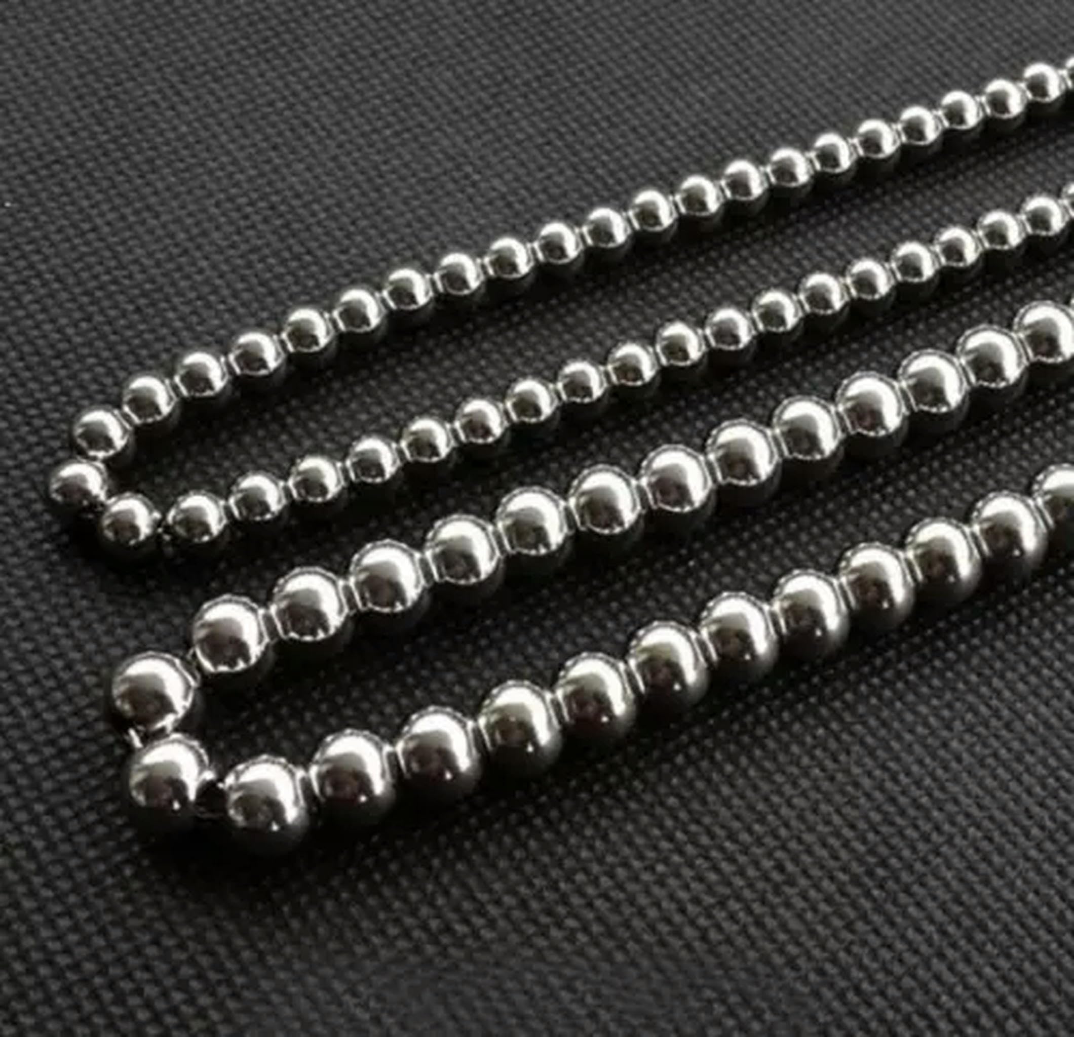 Hochwertige handgefertigte Kugelkette aus Edelstahl mit Perlen für Damen und Herren, 8 mm, 55,9 cm