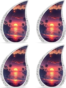 The Symphony of Sunsets on The Lush Shore - Small Urn for Ashes - Keepsake Urn for Ashes - 3 Inch - Pack of 4 - Urns for Adult Male & Female - Decorative Urn - Funeral Urn - Cremation Urn