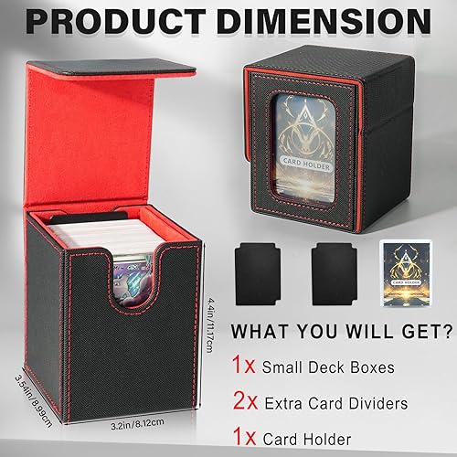 Miniatura 6 de Caja de cartas para MTG Commander, caja de almacenamiento de tarjetas para tarjetas intercambiables, estuche magnético de piel sintética, capacidad